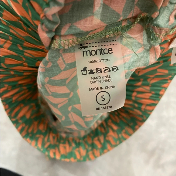 Montce Geometric Print Lounge Shorts Orange Green stretch waist 27050 - Picture 7 of 8